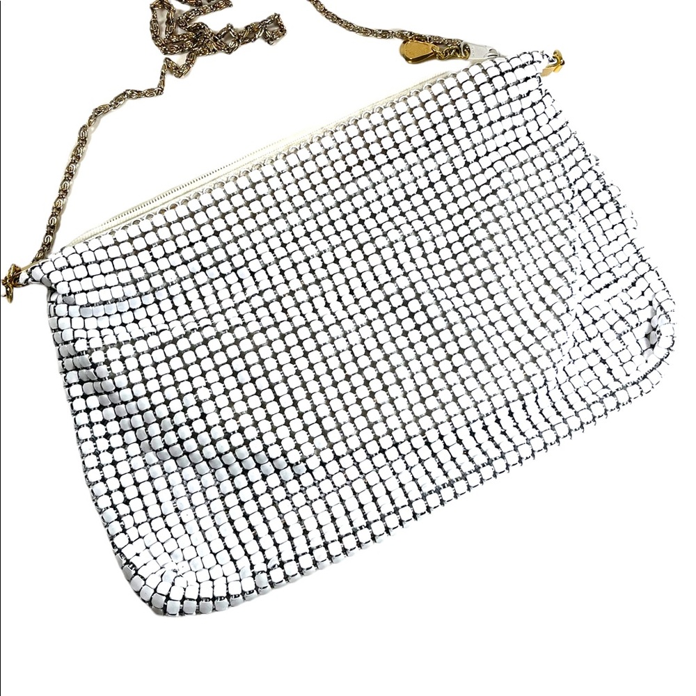 Vintage DU-VAL Stark White metal mesh Chain Mail shoulder bag purse party